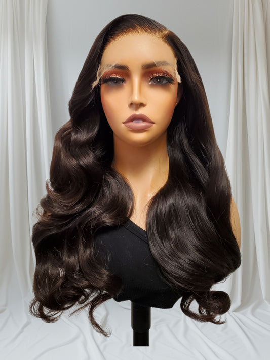 24" Body Wave HD Lace Closure Wig – Raw Human Hair, 6x6 Lace, 400g