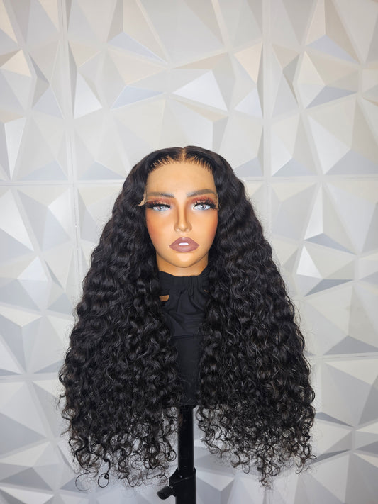 24" Burmese Wavy HD Lace Closure Wig – Raw Human Hair, 6x6 Lace, 400g