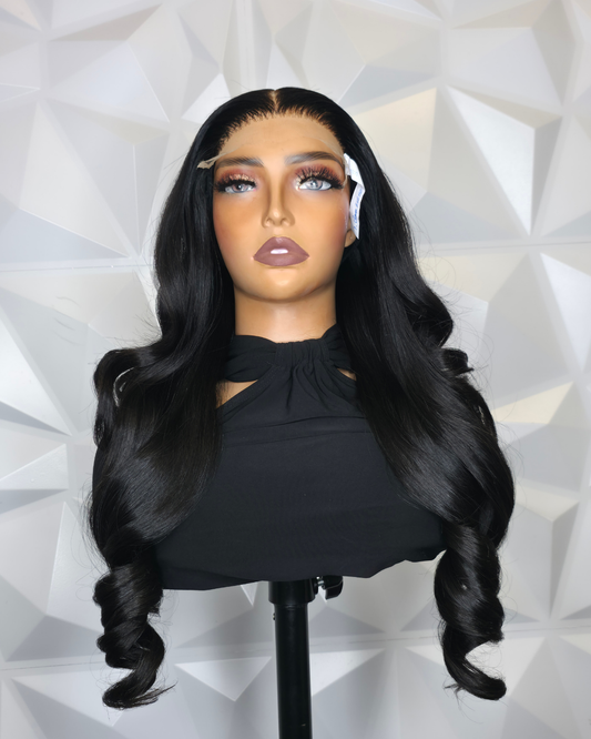 22" Loose Wave HD Lace Closure Wig – Raw Human Hair, 6x6 Lace, 400g