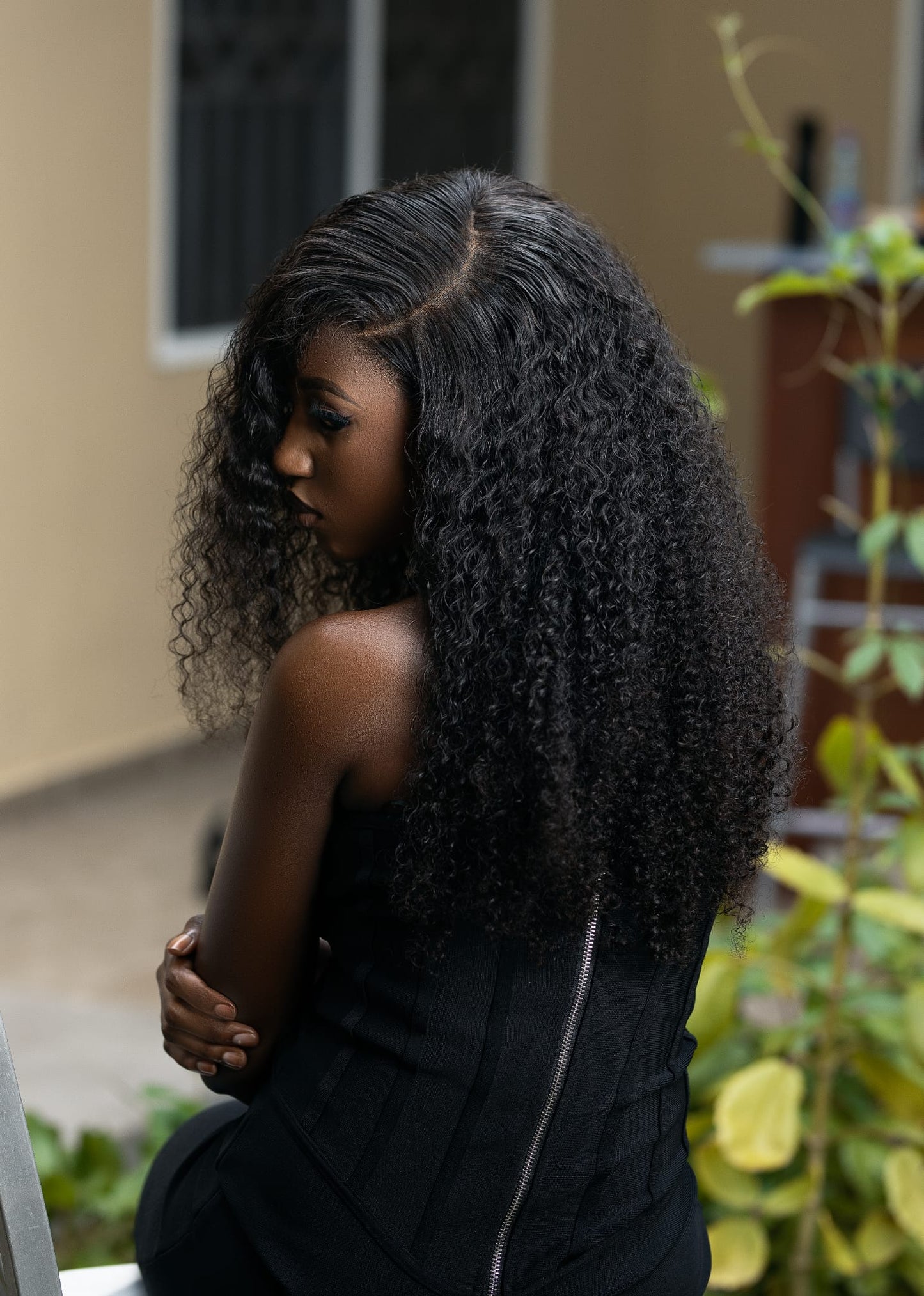 Back View Kinky Curl HD Glueless Closure Wig Virgin Human Hair, 5x5 Lace