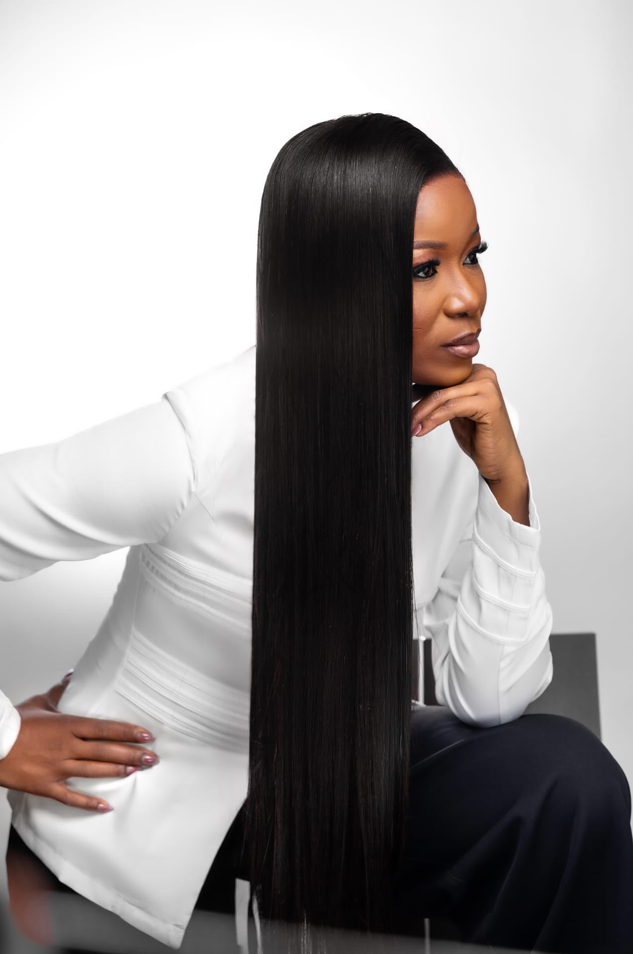 Side view Straight HD Lace Closure Wig Virgin Human Hair, 5x5 Lace